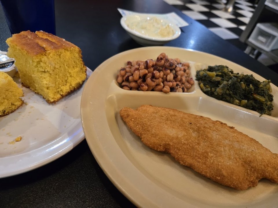 Fish Black Eyed Peas Turnip Greens